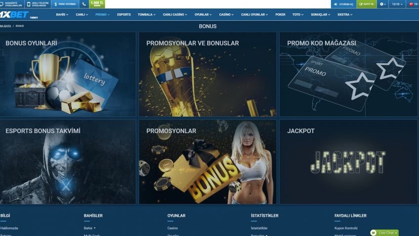 1xbet promosyonlar sayfası