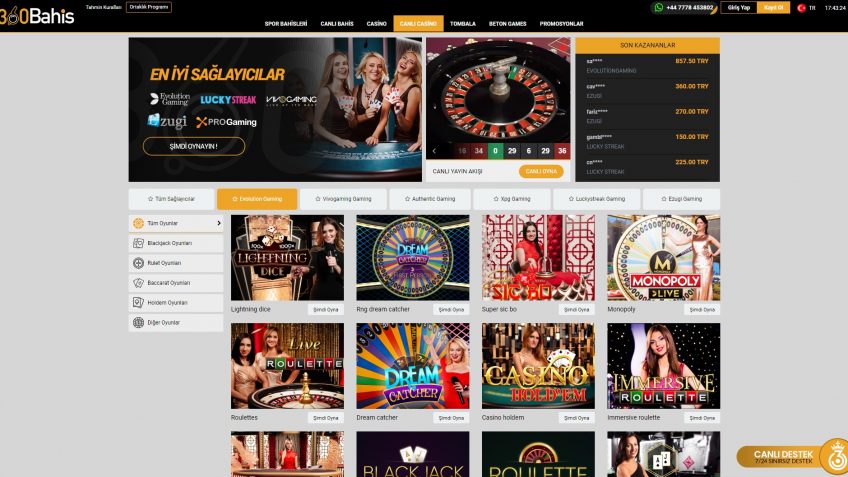 360Bahis canlı casino giriş kısmı