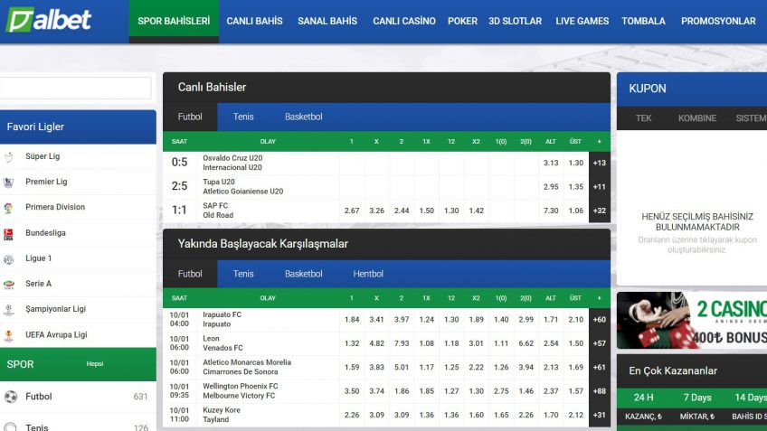Albet spor bahisleri ekranı
