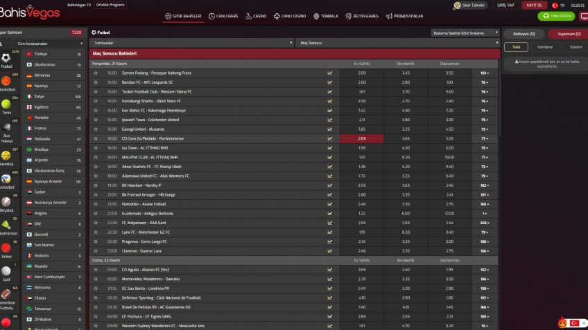 BahisVegas spor bahisleri sayfası
