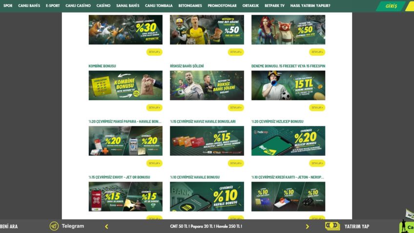 Betpark bonuslar