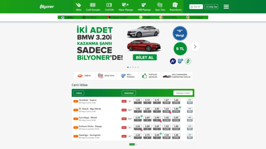 bilyoner giriş ekranı