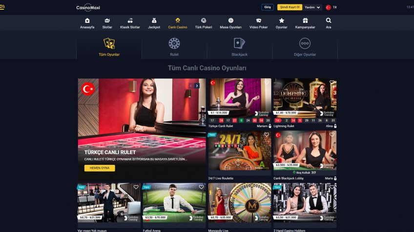 Casinomaxi canlı casino oyunları