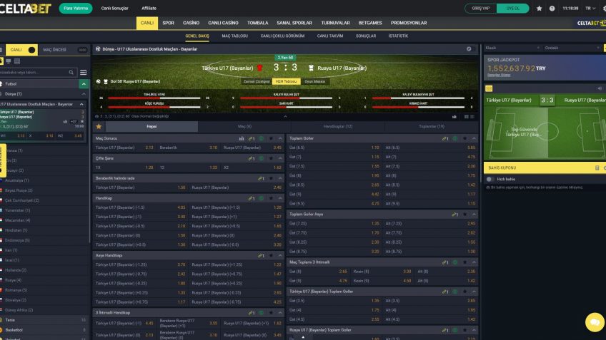 Celtabet canlı bahis seçenekleri