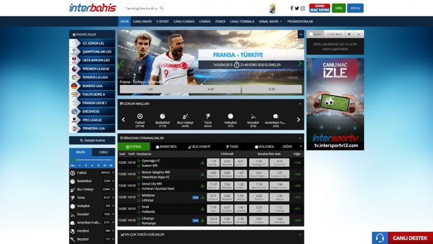İnterbahis spor bahisleri