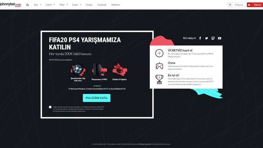 Johnnybet Fifa20 yarışması