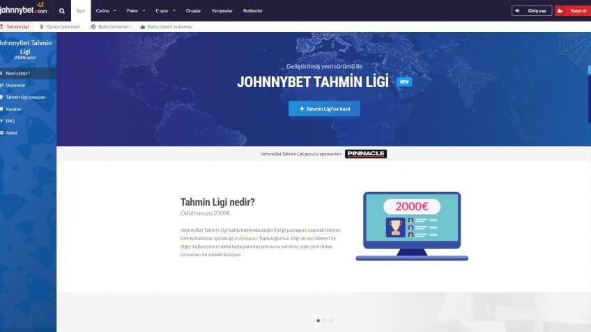 Johnnybet tahmin ligi sayfası