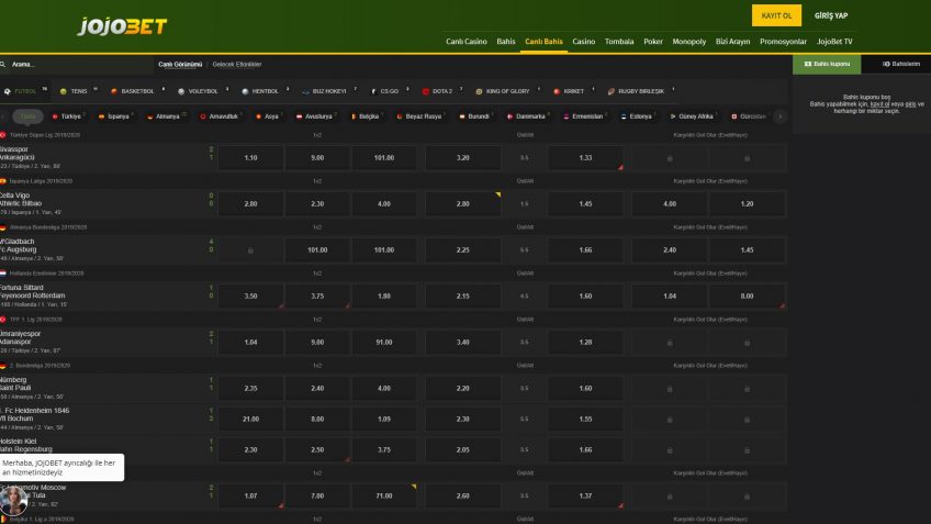 Jojobet canlı bahisler giriş oranları