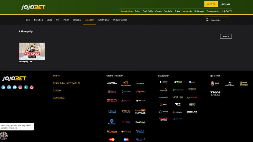 Jojobet monopoly oyna