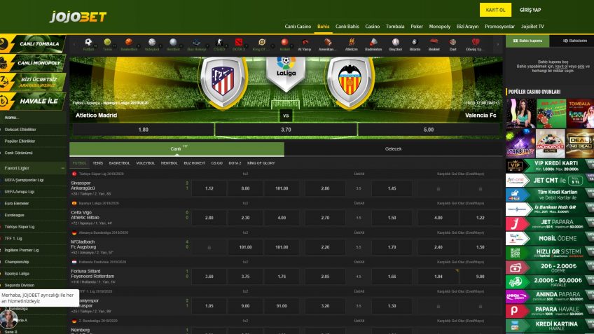 Jojobet spor bahisleri giriş ekranı