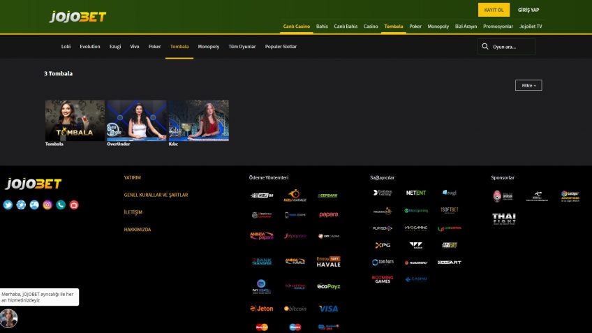 Jojobet tombala giriş oyunları