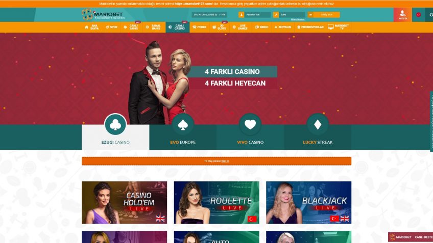 mariobet canlı casino masaları