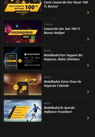 Mobilbahis kampanyaları bölümü