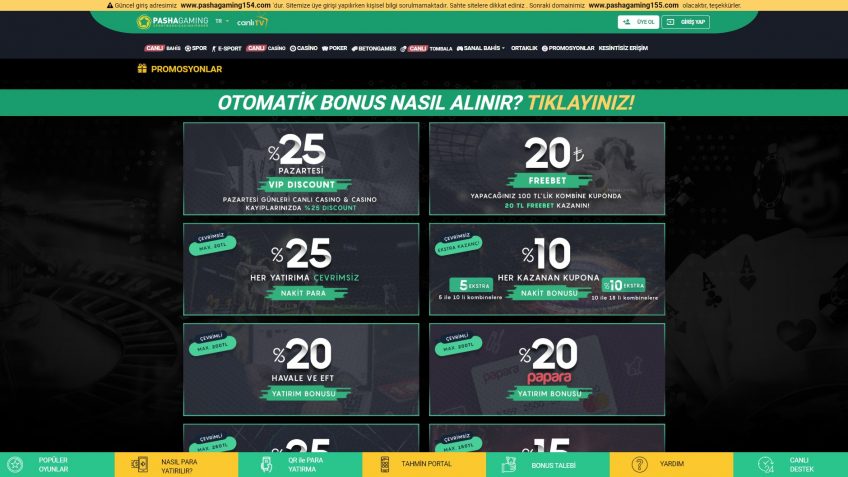 Pashagaming giriş yapan kullanıcıları için bonuslar