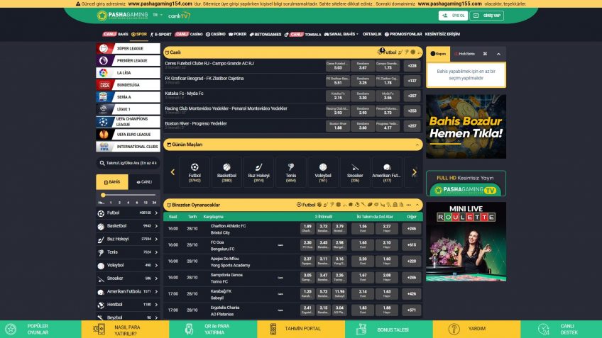 Pashagaming spor bahisleri giriş karşılaşmaları