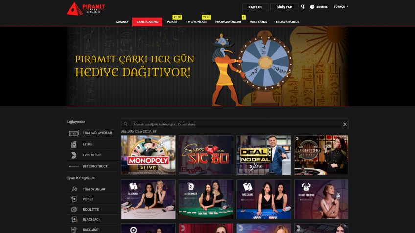 Piramitcasino canlı casino sağlayıcıları