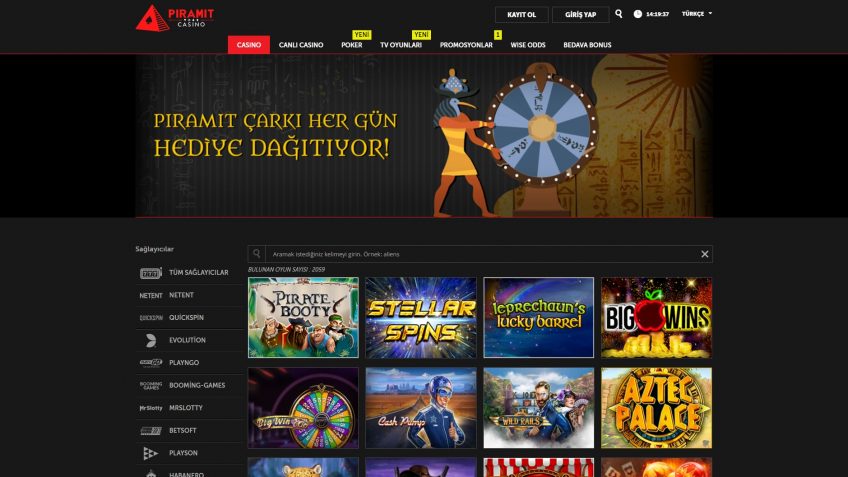 Piramitcasino online casino sayfası
