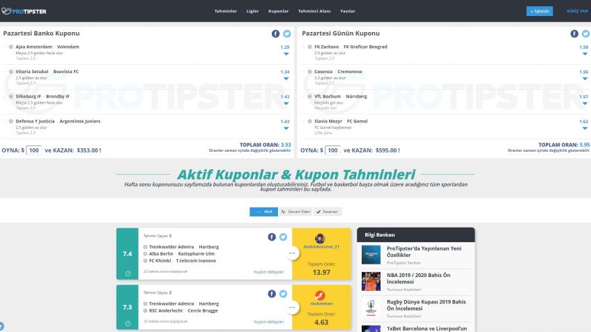 Protipster premium kupon tahminleri