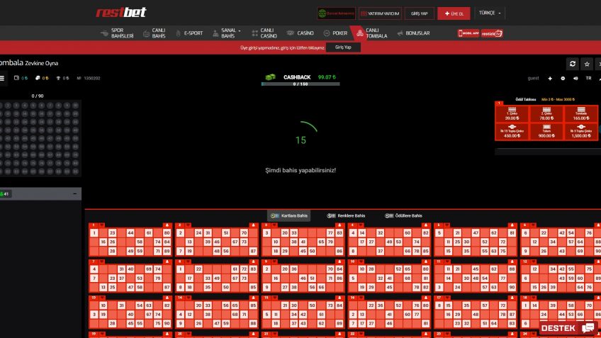 Restbet canlı tombala çekilişi
