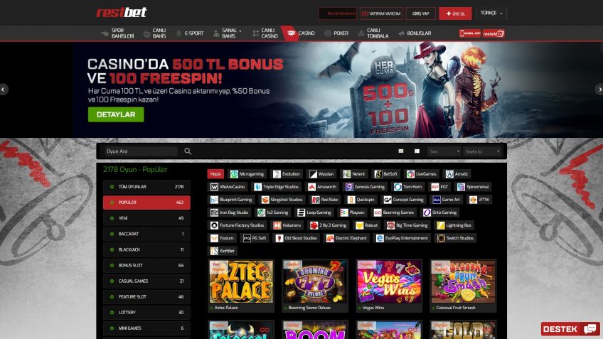 Restbet giriş casino slotları
