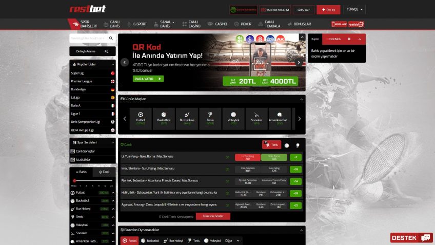 Restbet spor bahisleri oranları