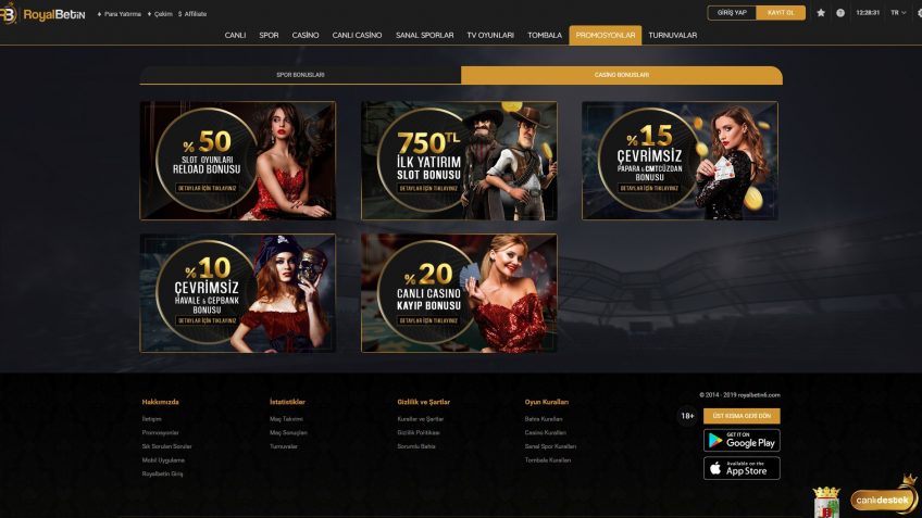 Royalbetin casino promosyon ve bonusları
