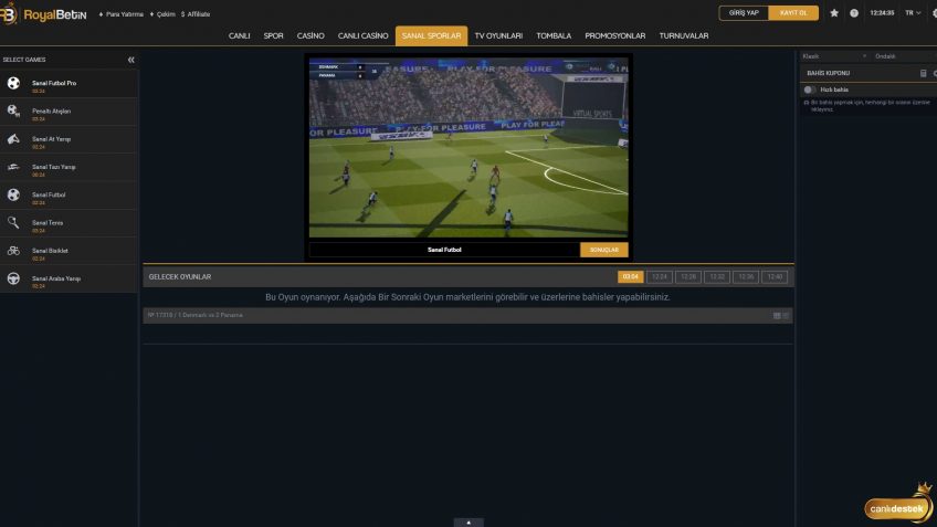Royalbetin sanal spor giriş ekranı