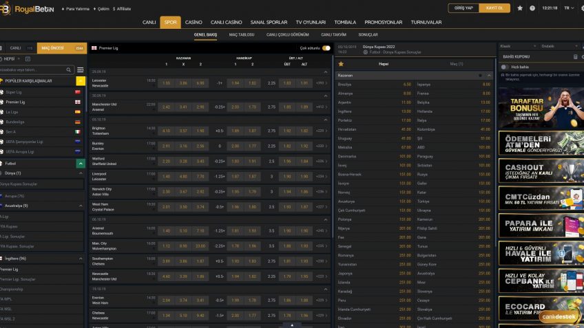 Royalbetin spor bahisleri giriş bölümü
