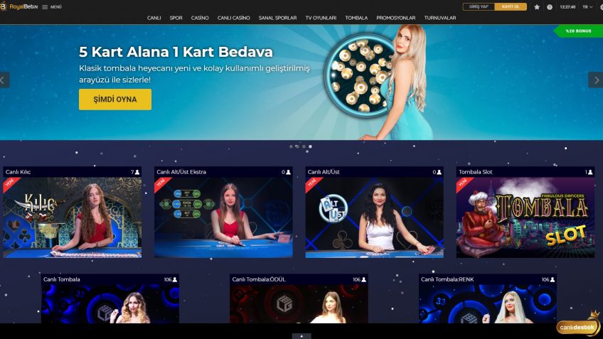 Royalbetin canlı tombala oyunlarına giriş yap