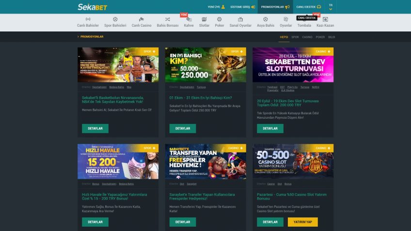 Sekabet promosyonları ve giriş bonusları