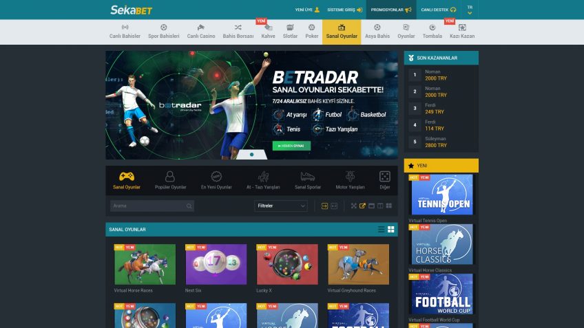 Sekabet sanal oyunları giriş oranları