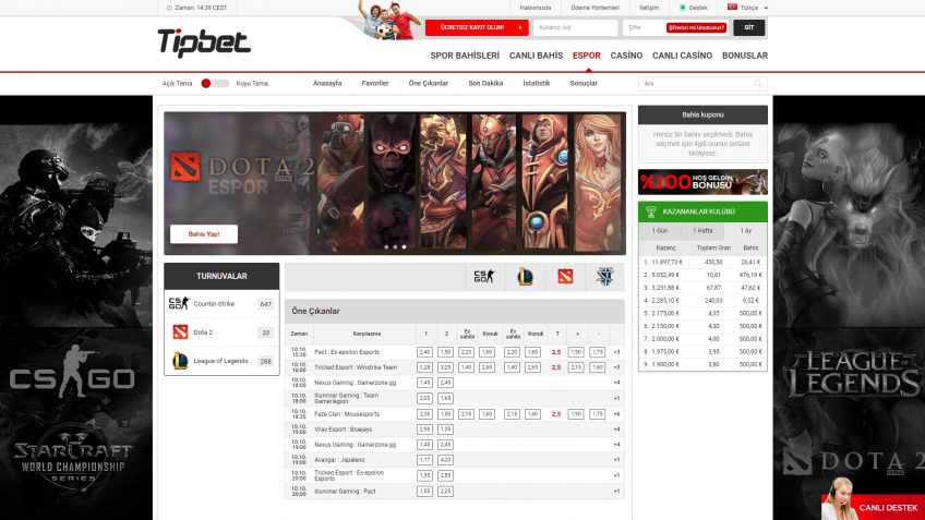 Tipbet e-spor bahisleri girişi