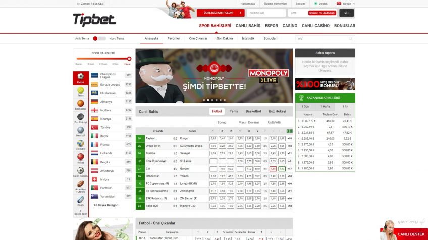 Tipbet spor bahisleri giriş bölümü