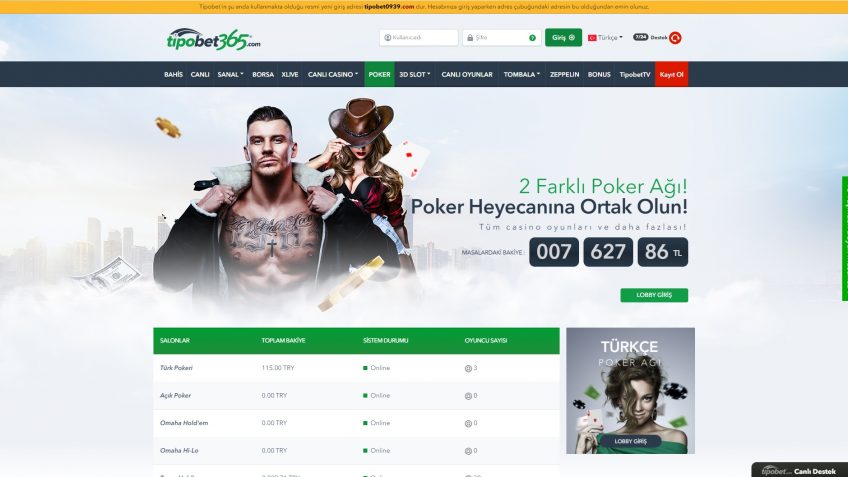 Tipobet poker masaları
