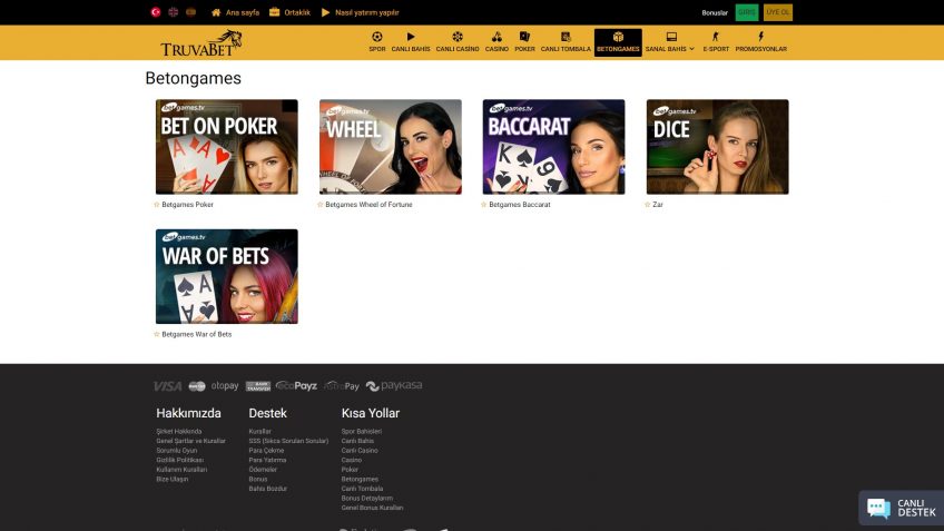 Truvabet beton games şans oyunları