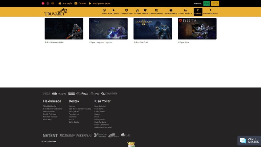 Truvabet espor oyunları giriş karşılaşmaları