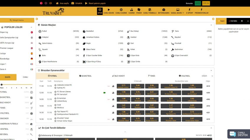 Truvabet spor bahisleri giriş kısmı