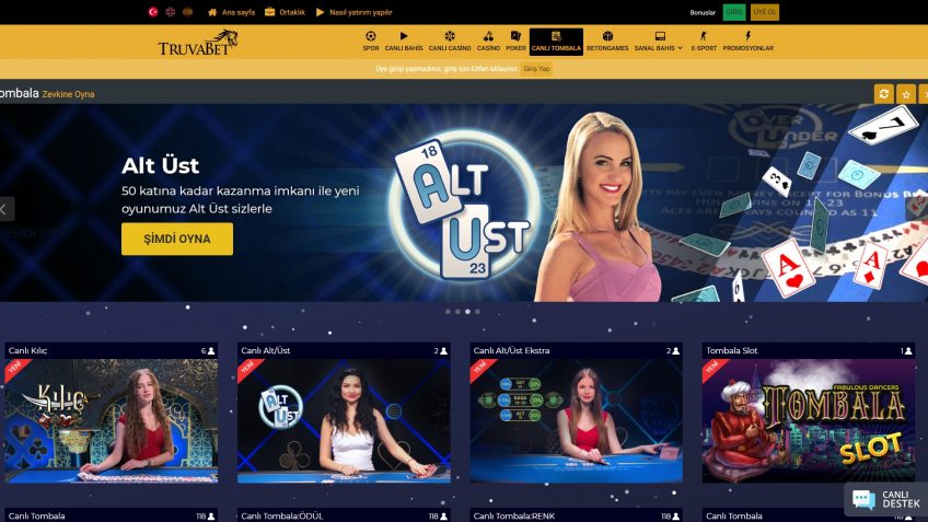 Truvabet tombala oyunları giriş favorileri